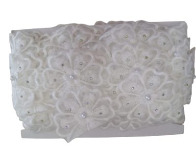 Greca Bordado Flor 6.5cm Blanco — MKS Mercería
