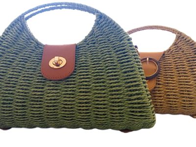 Bolso De Mano Tejido Color Verde Y Cafe — MKS Mercería